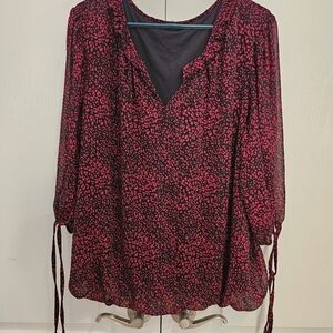 Haver, Red Black, V neck, 2x blouse